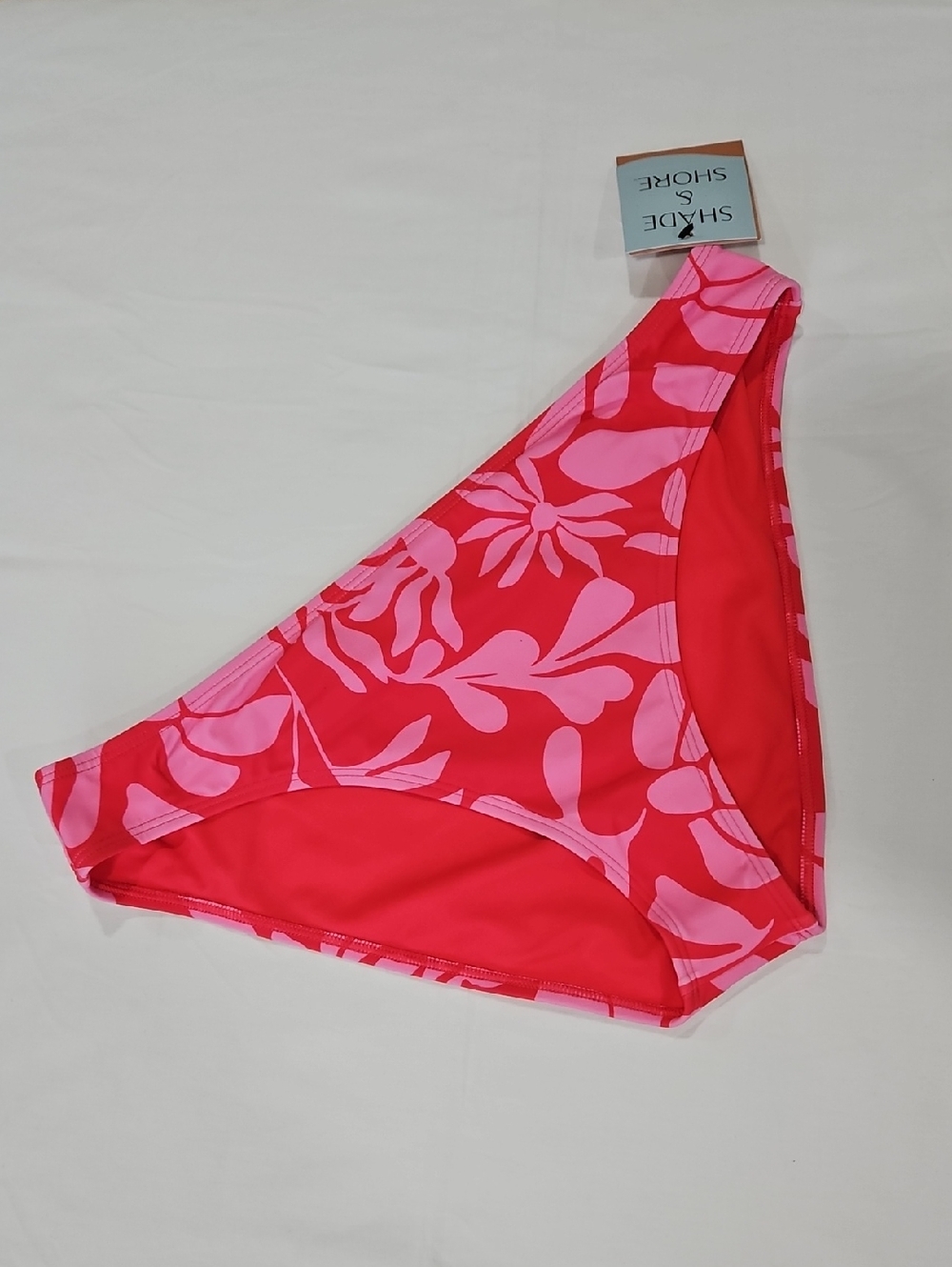 Shade & Shore Pink and Red Floral Bikini Bottom